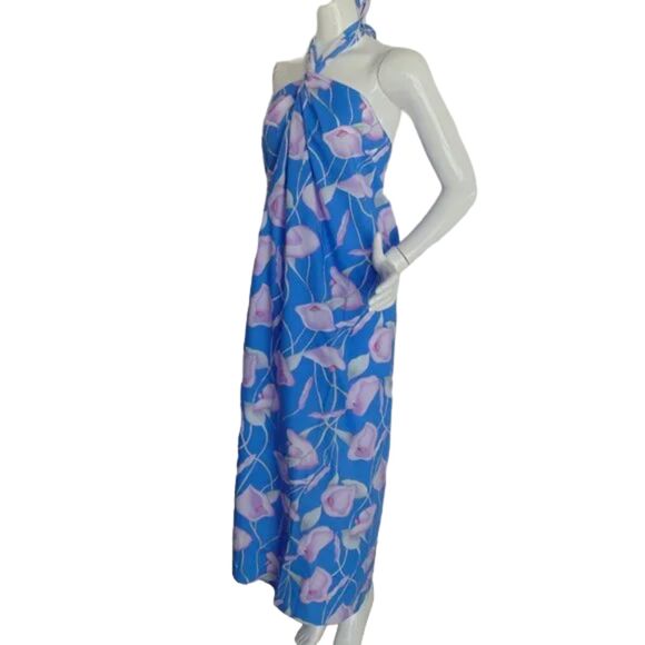 new Vintage HILO HATTIE True Wrap/Sarong/Pareo, OS, Blue Floral, Maxi Dress - Picture 4 of 16